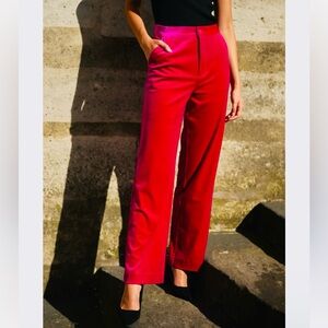 Aritzia Women’s High-Waist Wide-Leg Velvet Pants in Red Size 10